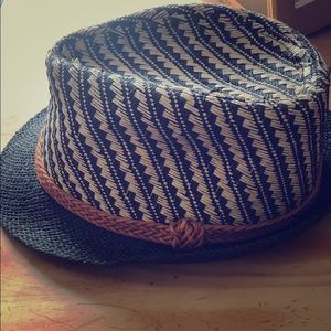 Gray and Beige Straw Fedora, Chic!